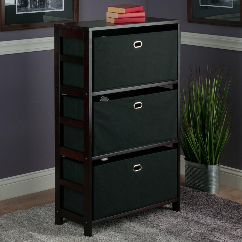 Torino 4-PC Set Storage Shelf w/ Black Fabric Baskets. Picture 2