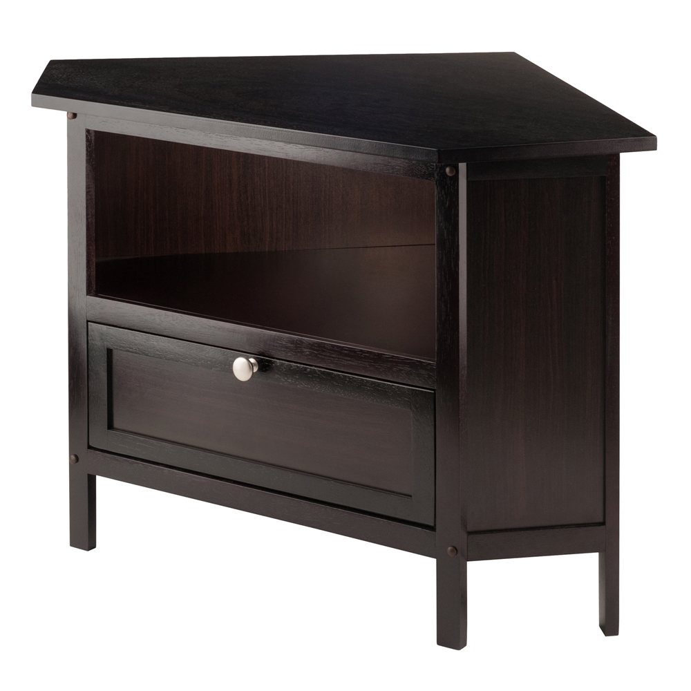 Zena Corner TV Stand Espresso. Picture 1