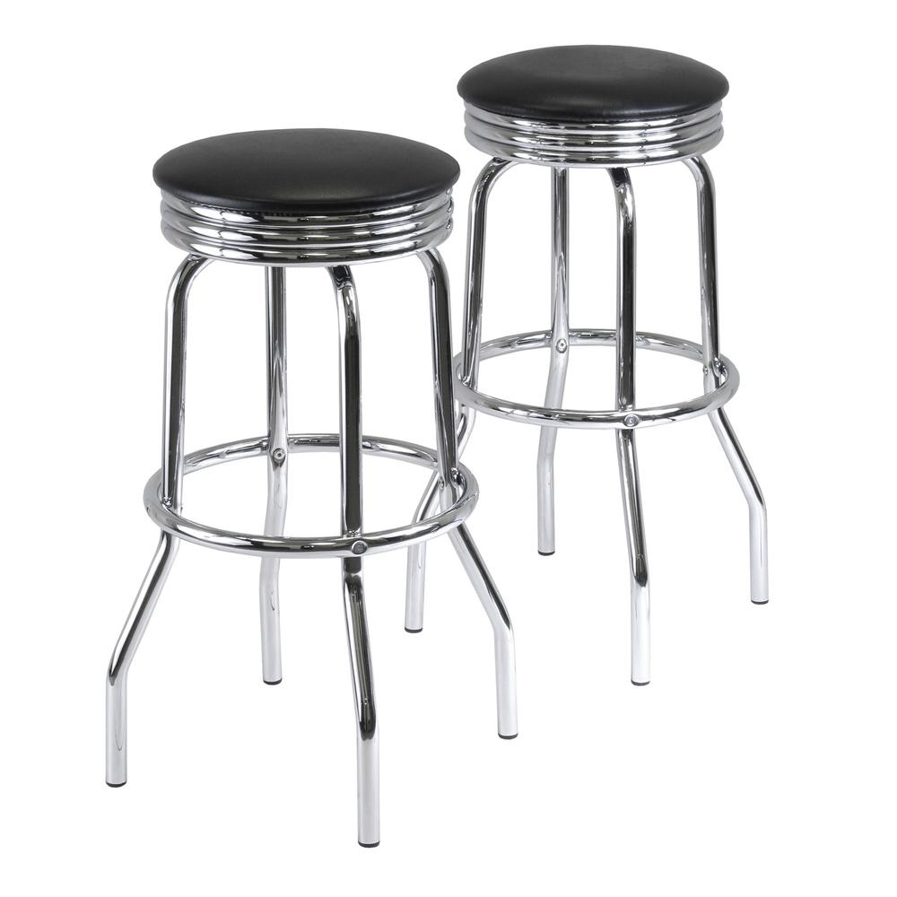 Summit 2-PC Swivel Stools with Faux Leather. Picture 1