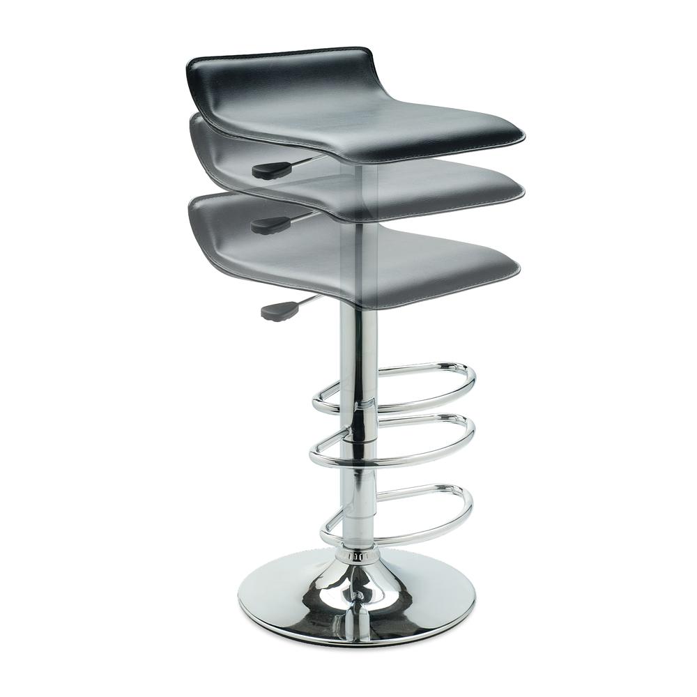 Single Airlift Swivel Stool with Black Faux Leather Seat. Picture 3