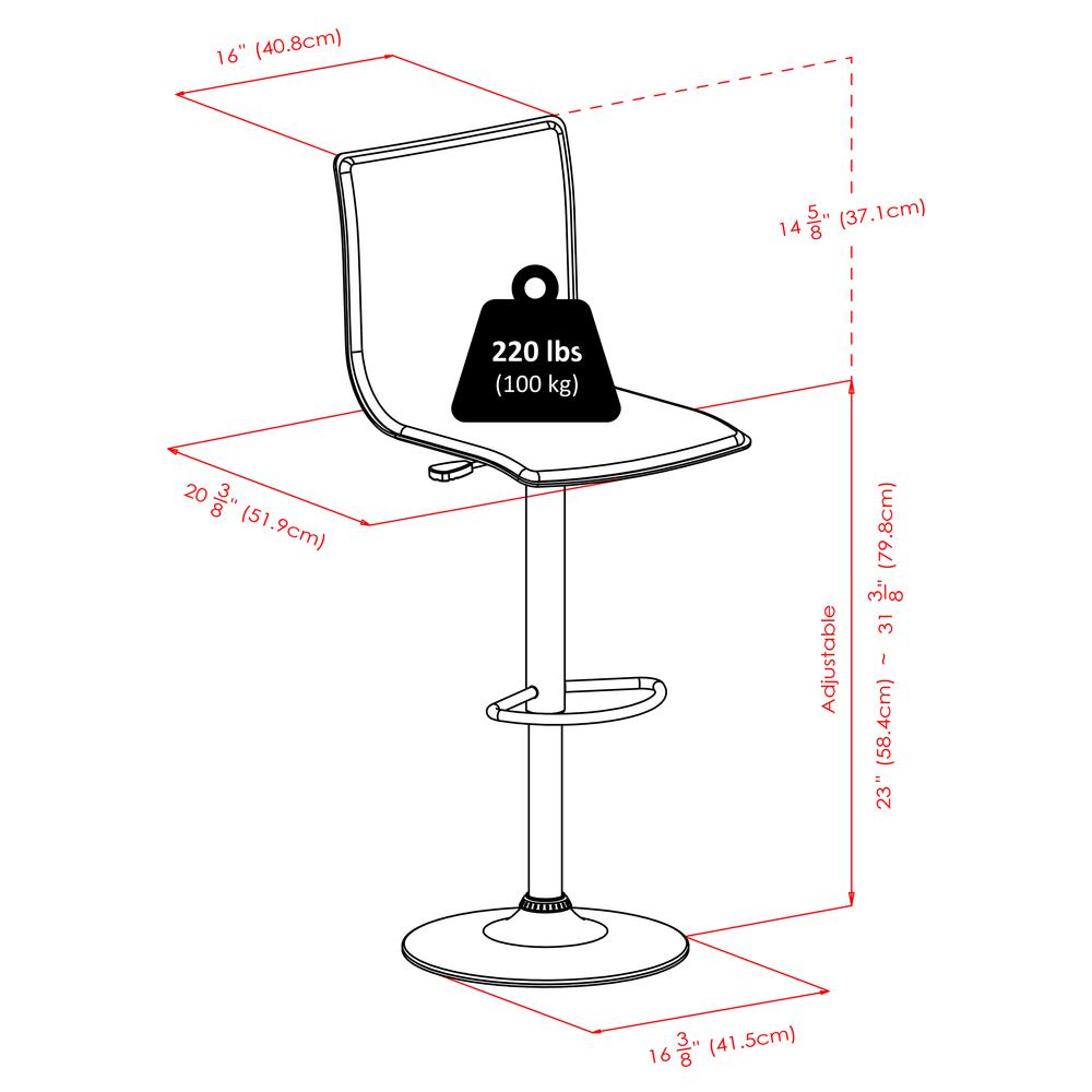 Spectrum High Back L Shape Air Lift Stool, Single, RTA. Picture 9