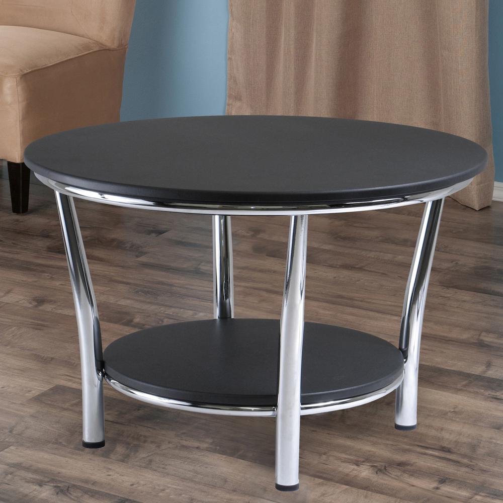 Maya Round Coffee Table, Black Top, Metal Legs. Picture 5