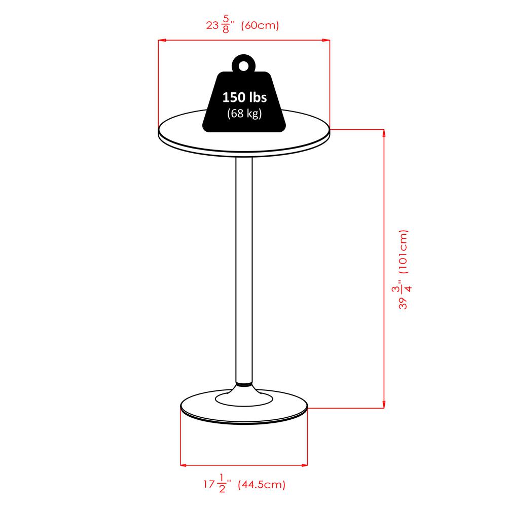 Spectrum 3pc Pub Table Set, 24" Round Black table with Chrome, 2 Airlift Stool. Picture 1