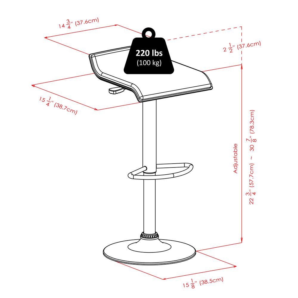 Spectrum 3pc Pub Table Set, 24" Round Black table with Chrome, 2 Airlift Stool. Picture 3