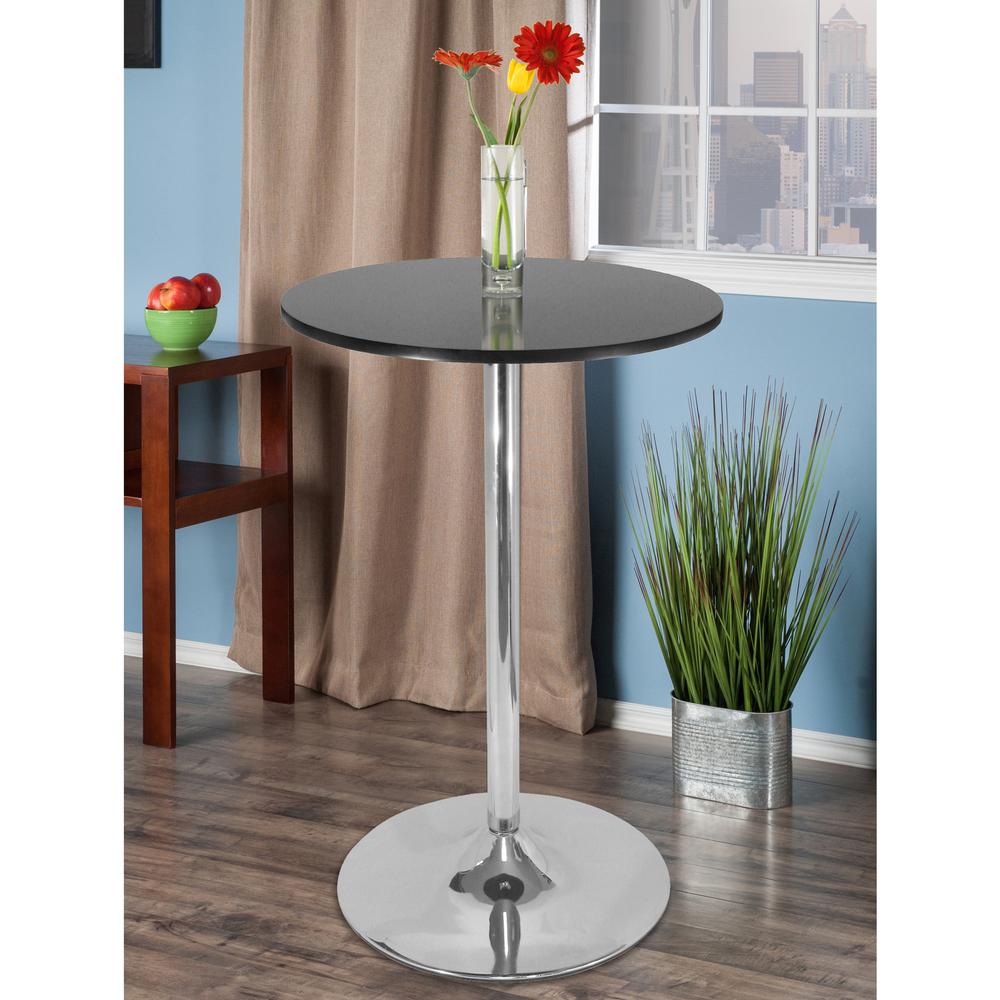 Spectrum Pub Table, 28" Round Black with Chrome Leg. Picture 2
