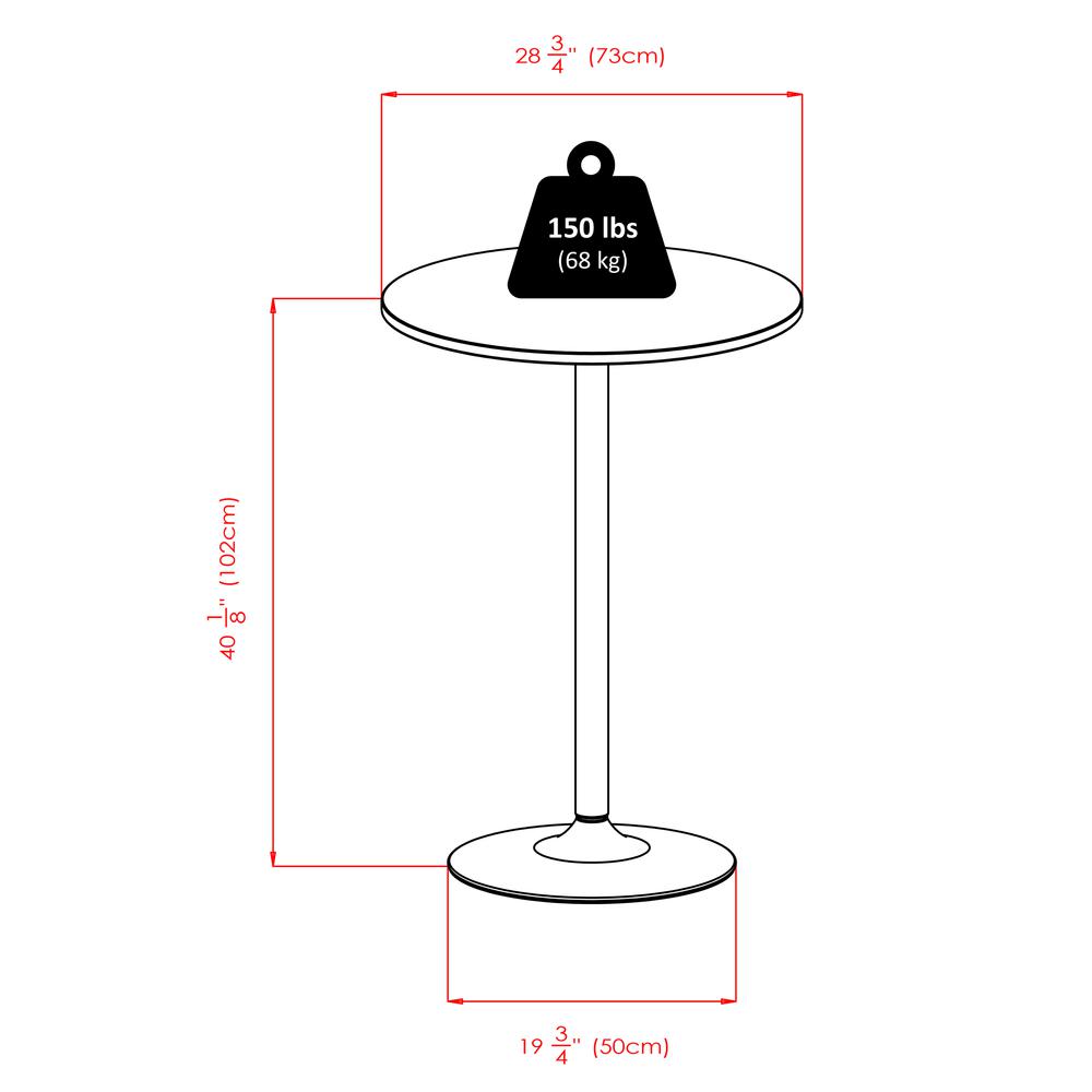 Spectrum Pub Table, 28" Round Black with Chrome Leg. Picture 3