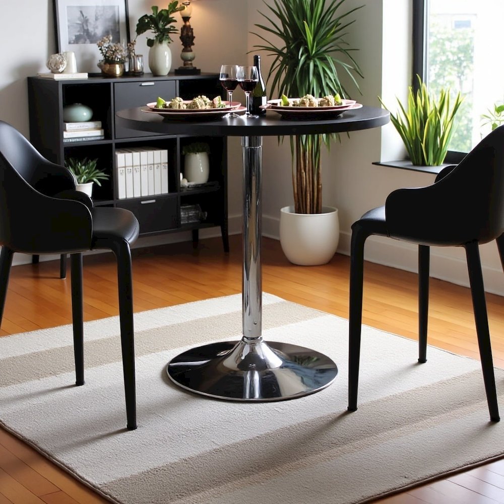 Black Small Round Dining Table – Compact Circle Table for Dining Spaces. Picture 2