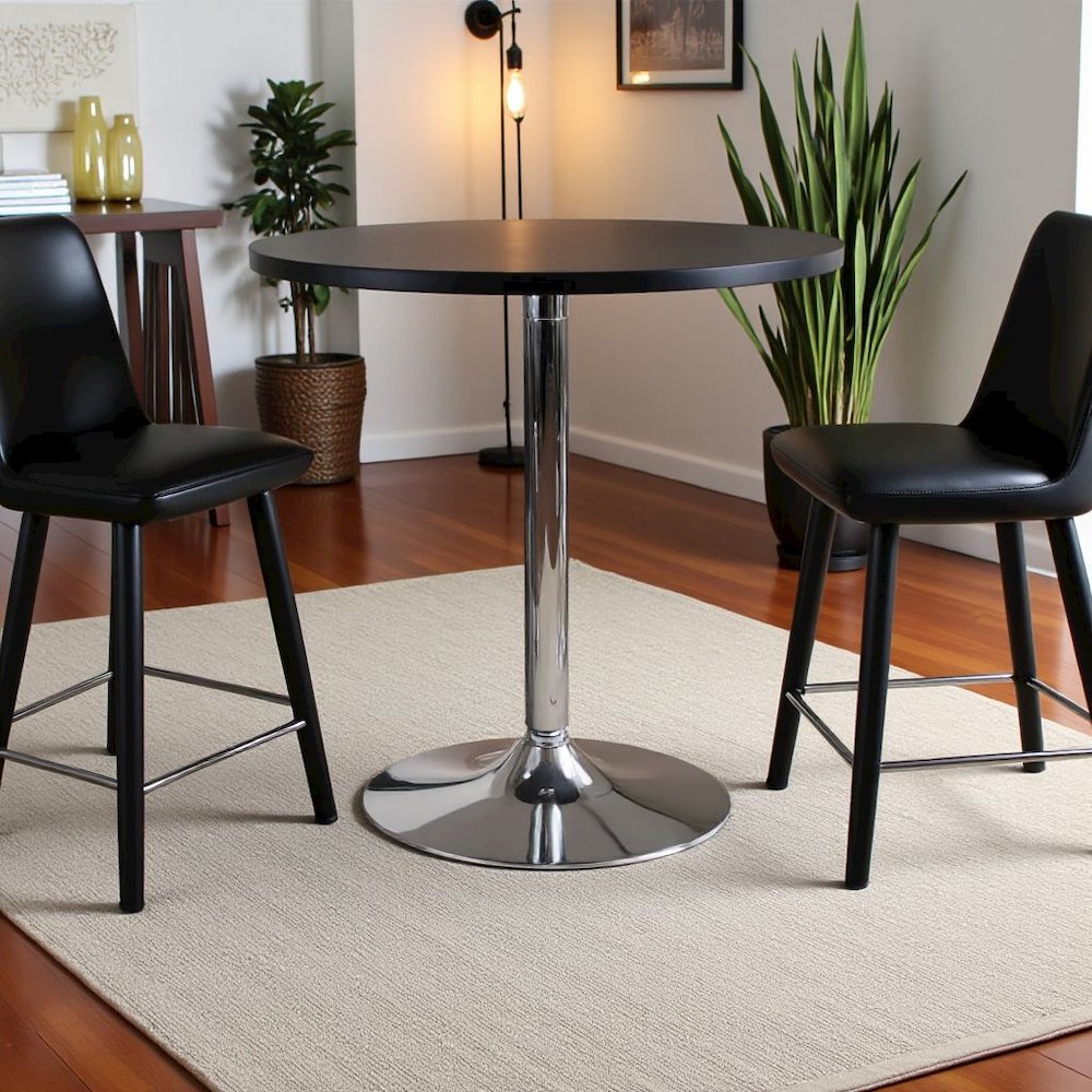 Black Small Round Dining Table – Compact Circle Table for Dining Spaces. Picture 3