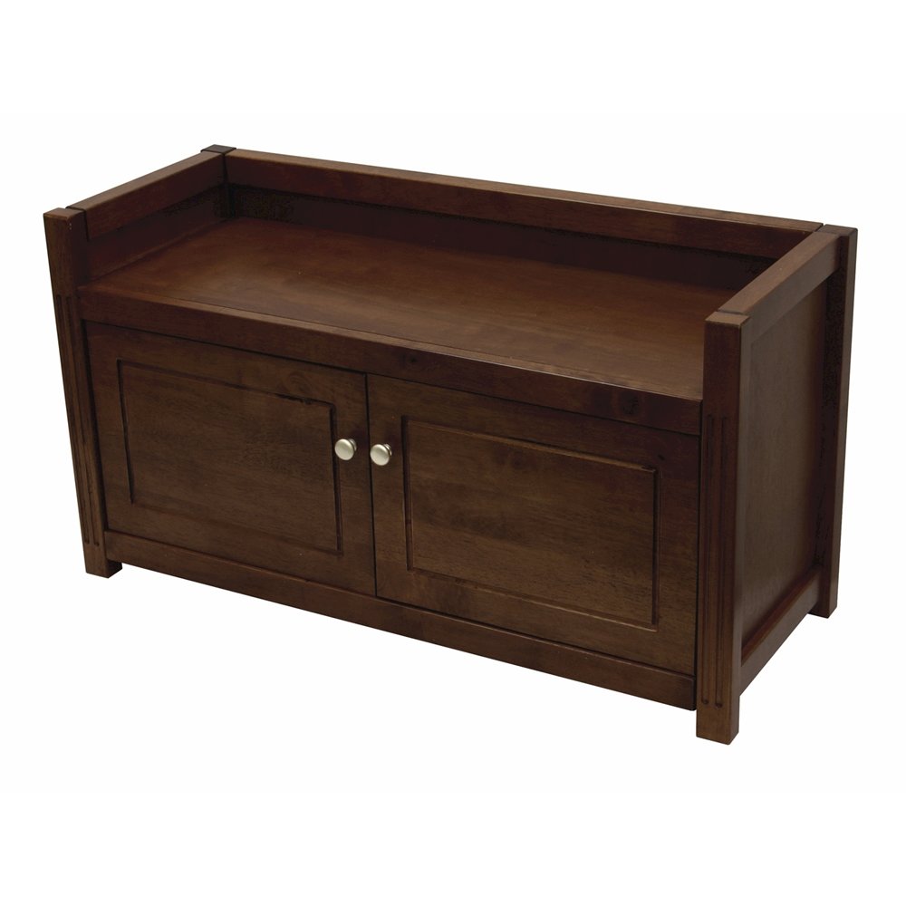 Antique Walnut Storage Bench for Entryway – Shoe Cabinet with Seat. Picture 1