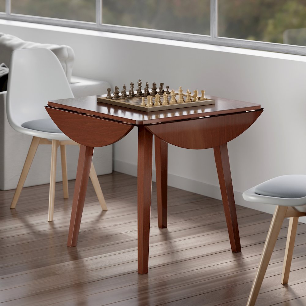 Dawson Round Dining Table, Quad Drop Leaf, Walnut. Picture 18