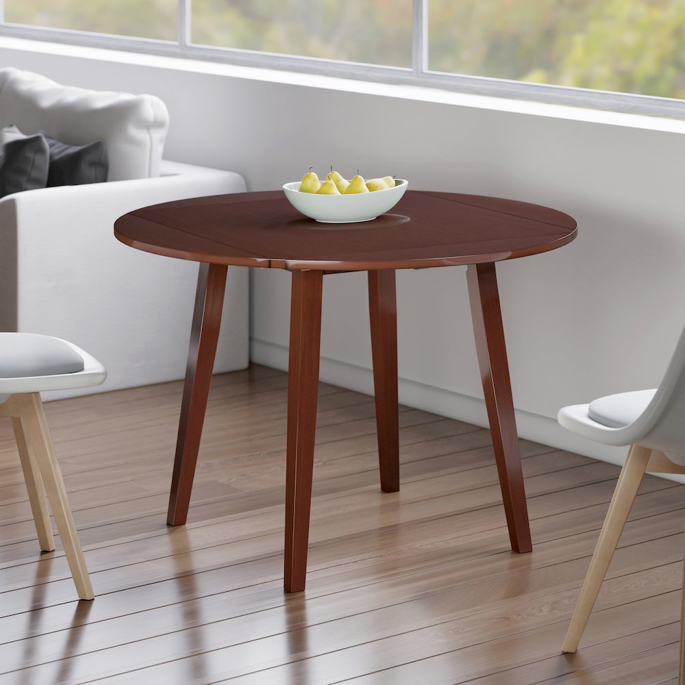 Dawson Round Dining Table, Quad Drop Leaf, Walnut. Picture 19