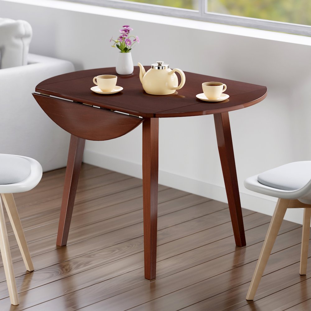 Dawson Round Dining Table, Quad Drop Leaf, Walnut. Picture 20
