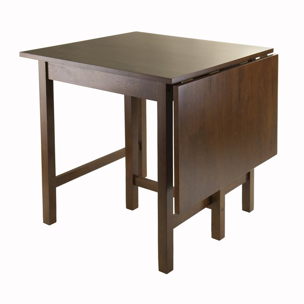 Antique Walnut Foldable Dining Table – Small Round Drop Leaf Table. Picture 1