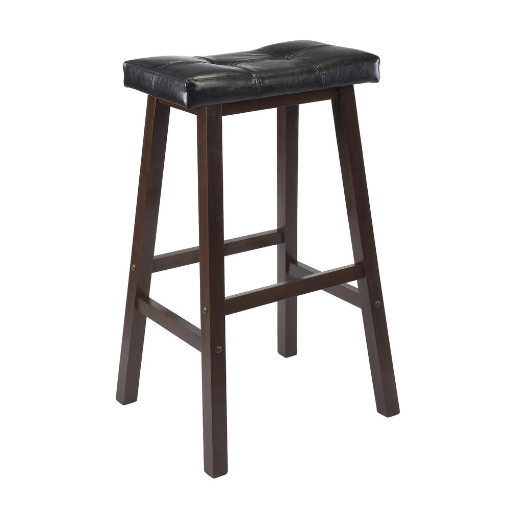 Mona 29" Cushion Saddle Seat Stool, Black, Faux Leather, RTA. Picture 1