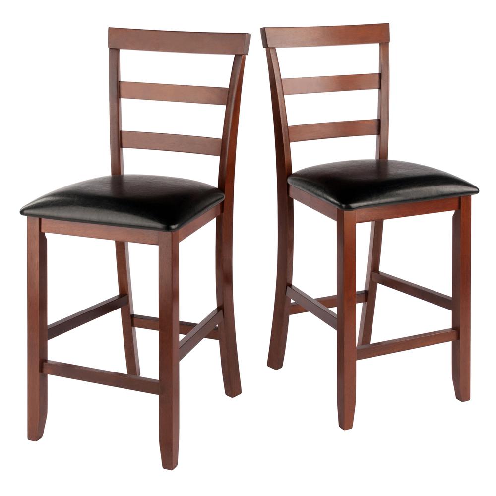 Simone Cushion Ladder-back Seat Counter Stools, 2-Pc Set, Black & Walnut. Picture 1