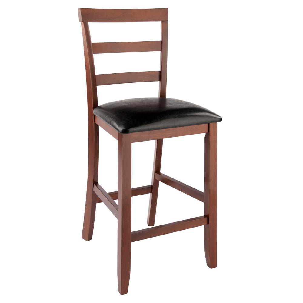 Simone Cushion Ladder-back Seat Counter Stools, 2-Pc Set, Black & Walnut. Picture 2