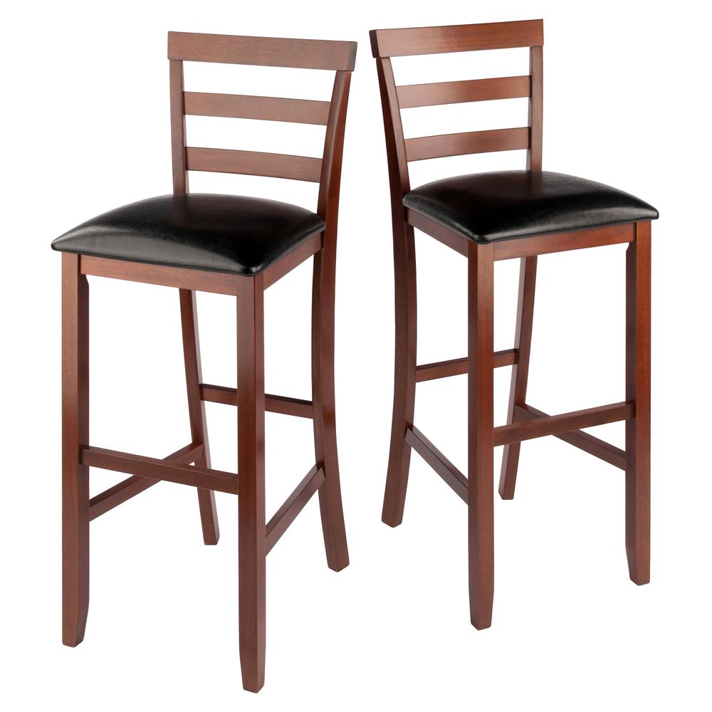 Simone Cushion Ladder-back Seat Bar Stools, 2-Pc Set, Black & Walnut. Picture 1
