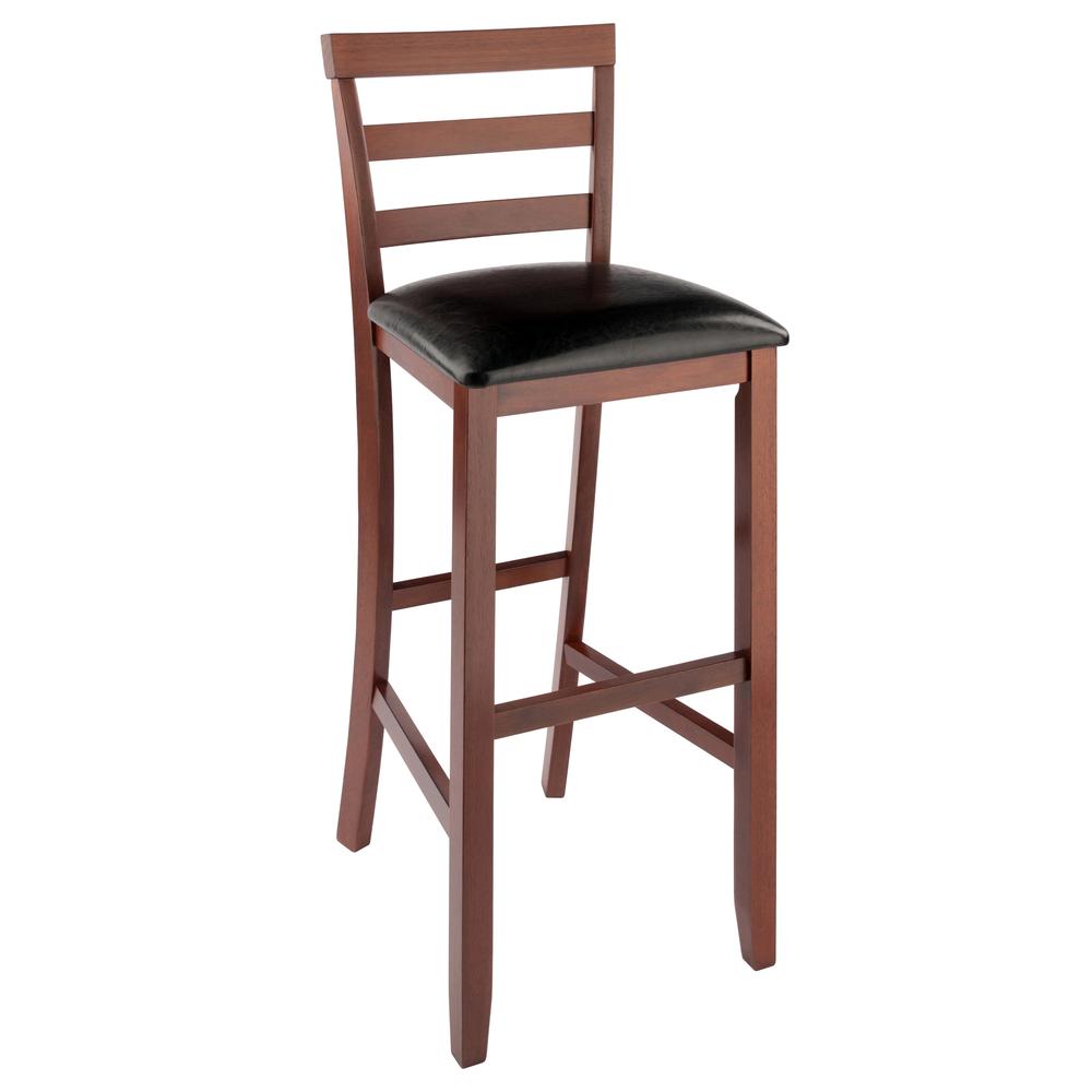 Simone Cushion Ladder-back Seat Bar Stools, 2-Pc Set, Black & Walnut. Picture 2