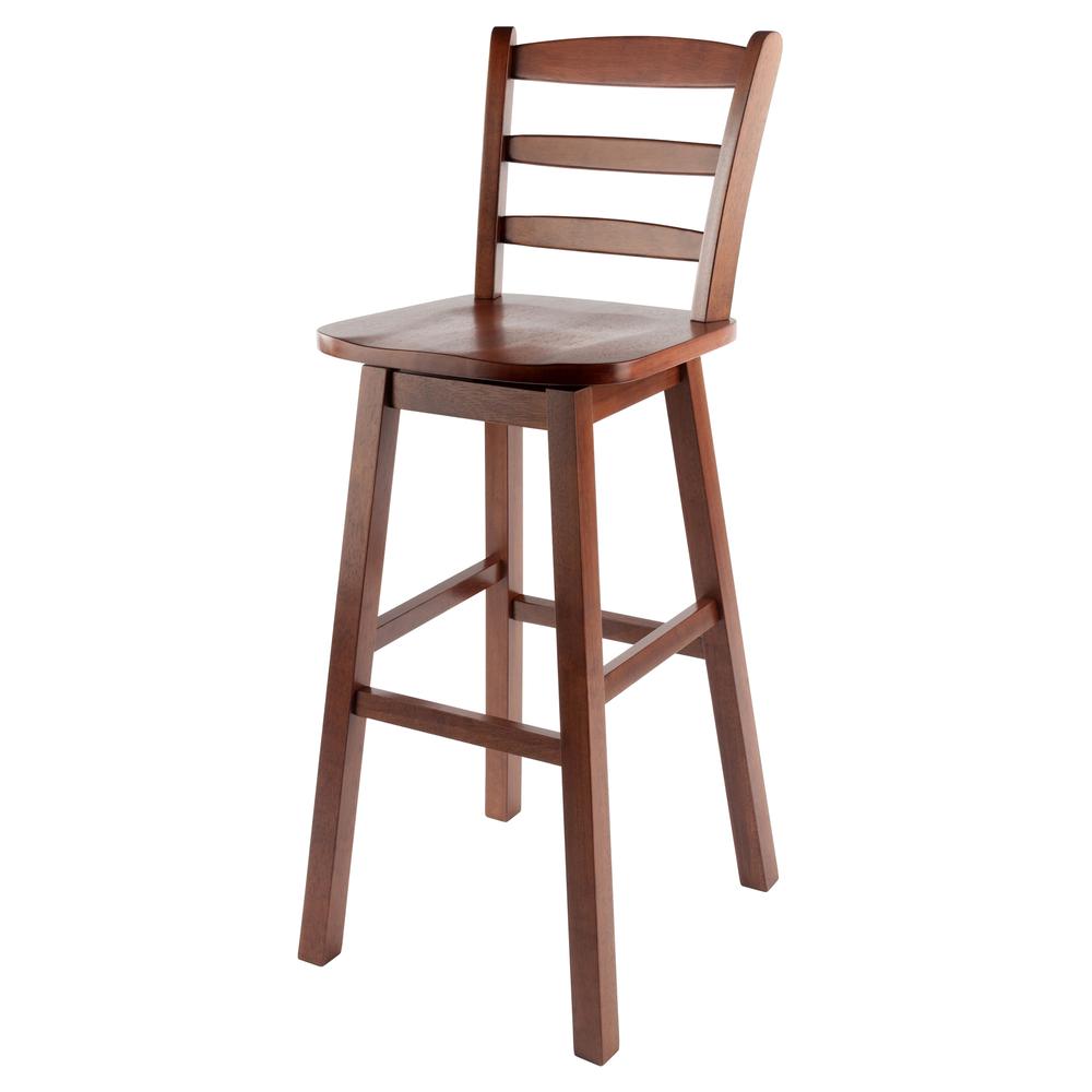 Scalera Ladder Back Swivel Seat Bar Stool, Walnut. Picture 1