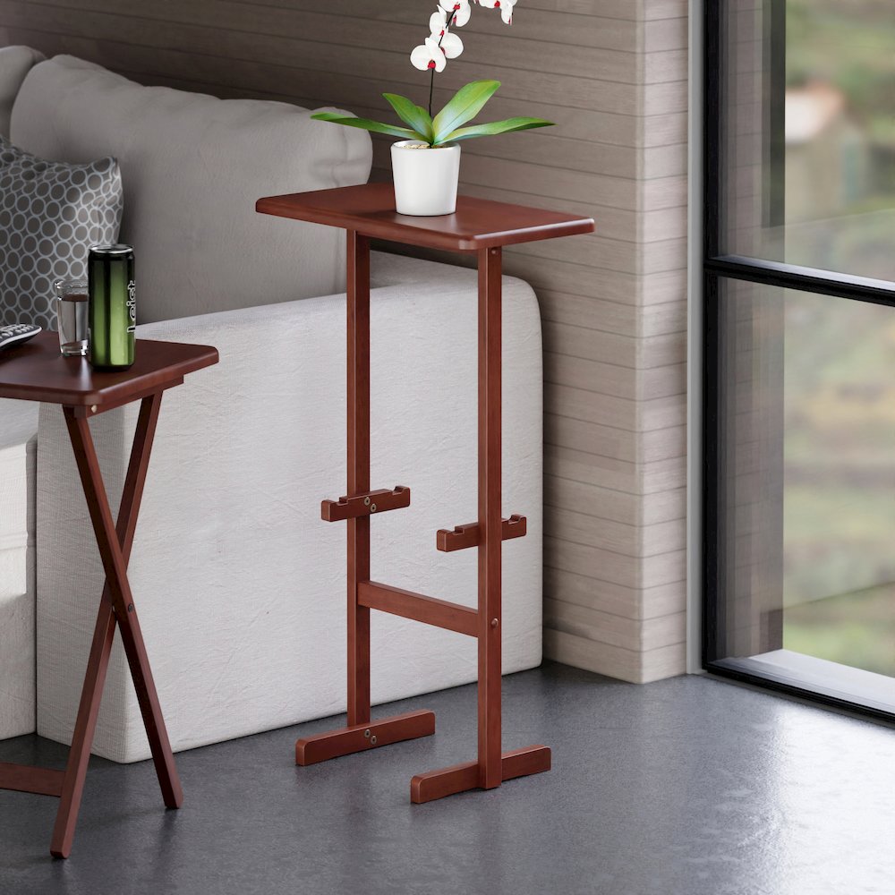 Riley Snack Table Rack, Walnut Finish. Picture 6