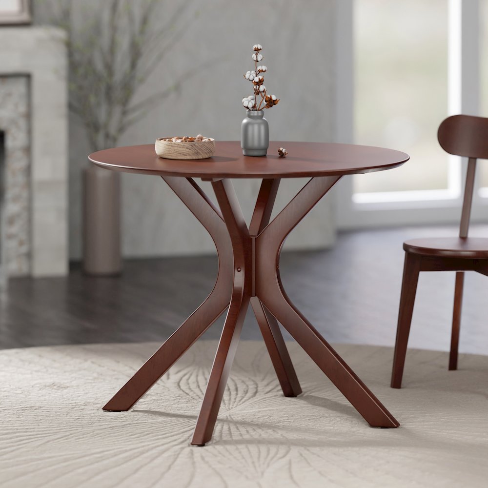 Lexa Dining Table with Splayed Legs, Walnut Finish. Picture 7