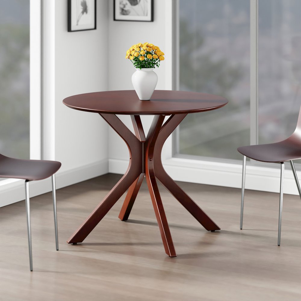Lexa Dining Table with Splayed Legs, Walnut Finish. Picture 8