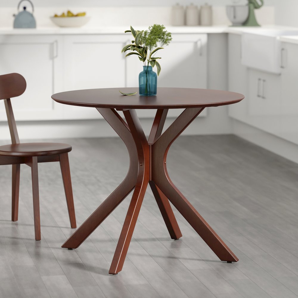 Lexa Dining Table with Splayed Legs, Walnut Finish. Picture 9