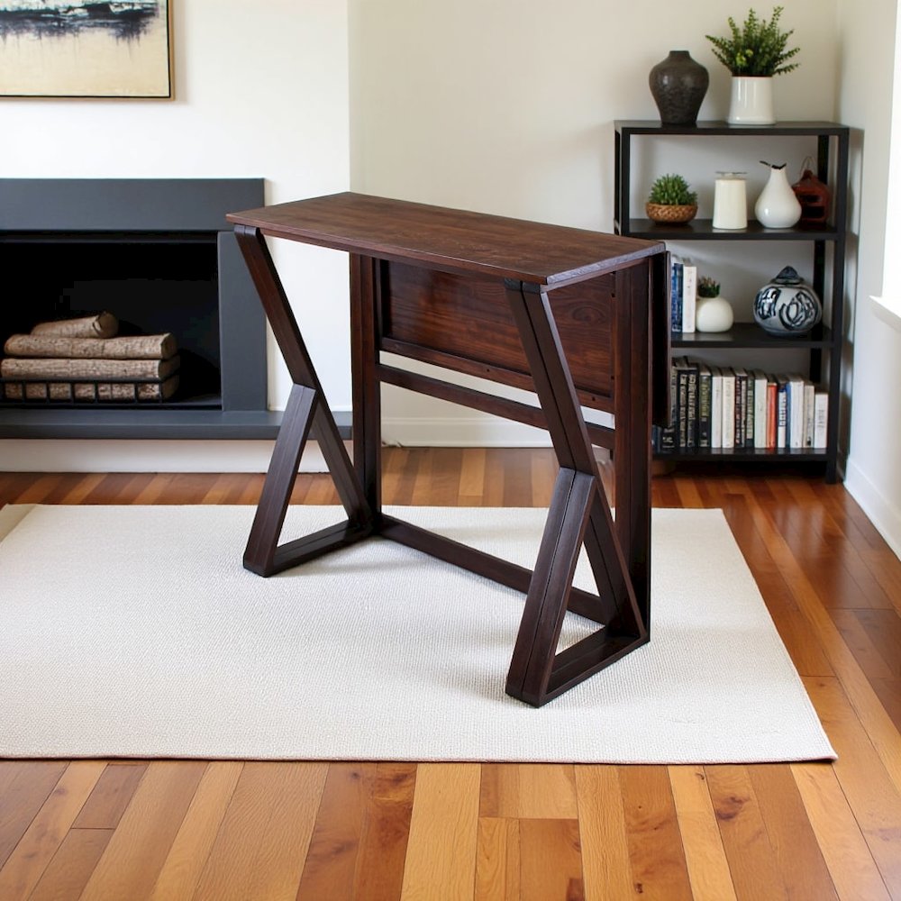 Antique Walnut Counter Height Table – Small Foldable Dining Table for 2. Picture 3