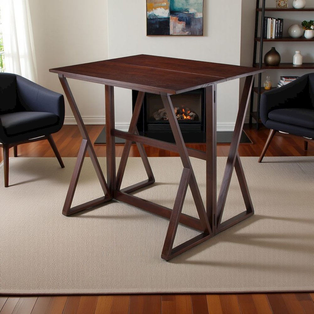 Antique Walnut Counter Height Table – Small Foldable Dining Table for 2. Picture 4