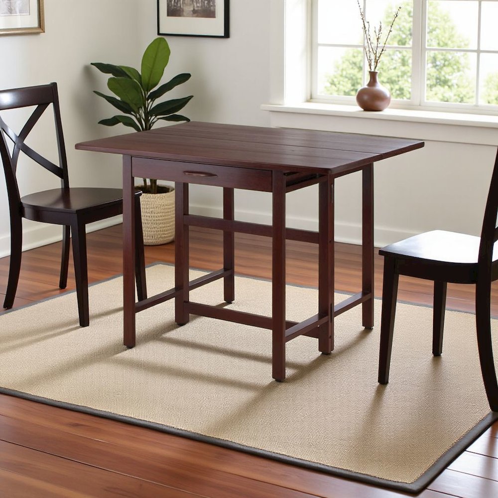 Walnut Folding Dining Table – Space-Saving Drop Leaf Table for Small Areas. Picture 3