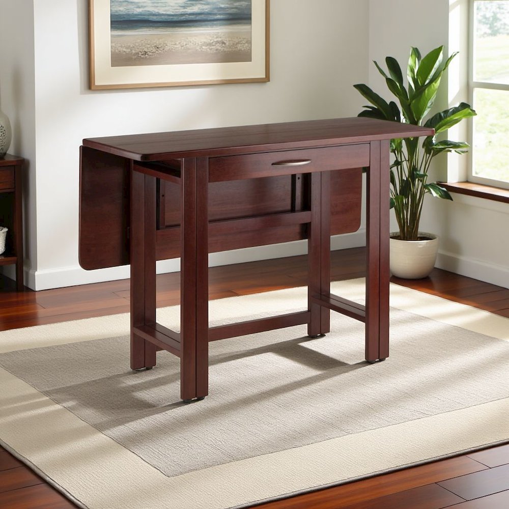 Walnut Folding Dining Table – Space-Saving Drop Leaf Table for Small Areas. Picture 4