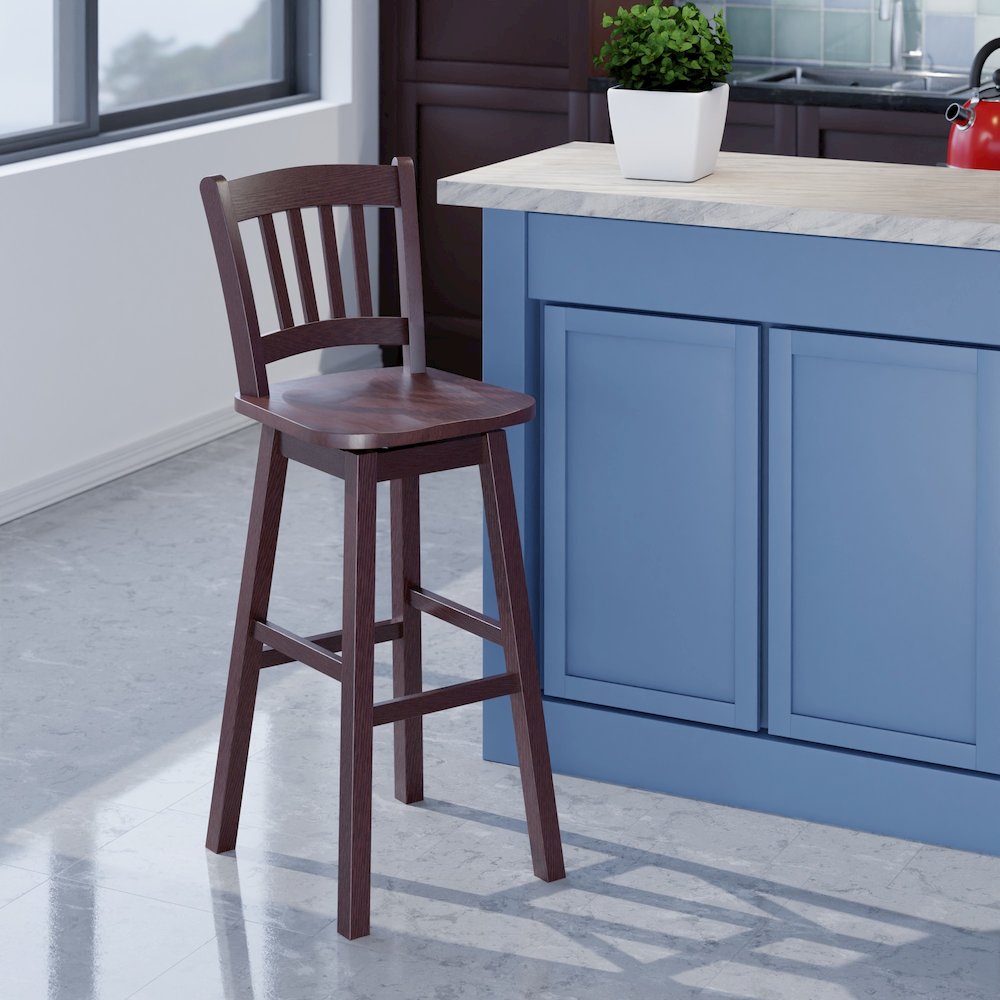 Fina Swivel Seat Bar Stool, Walnut. Picture 7