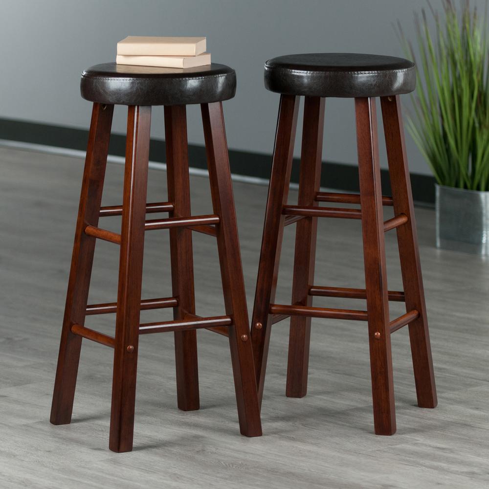 Maria Cushioned Bar Stool, 2-Pc Set, Espresso & Walnut. Picture 6