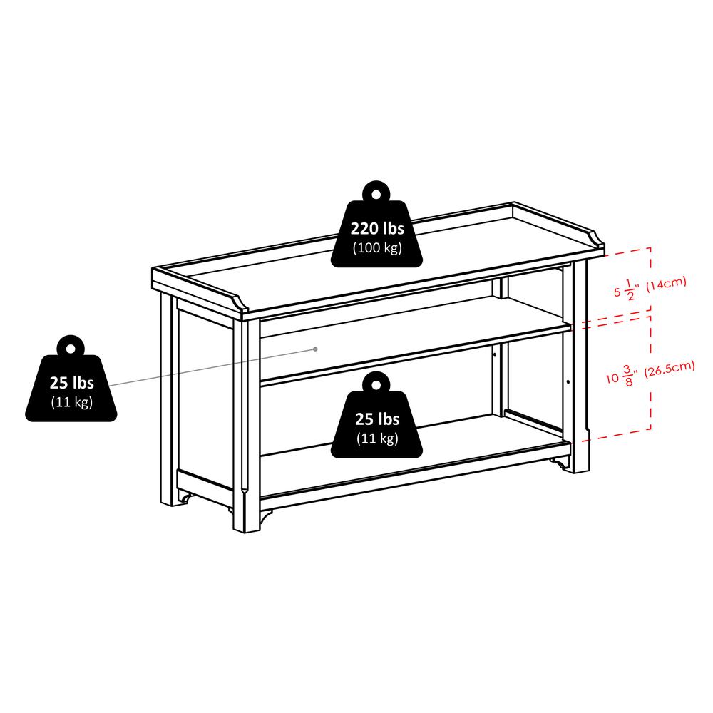 Verona Storage Bench with 3 Foldable  Black Color Fabric Baskets. Picture 8