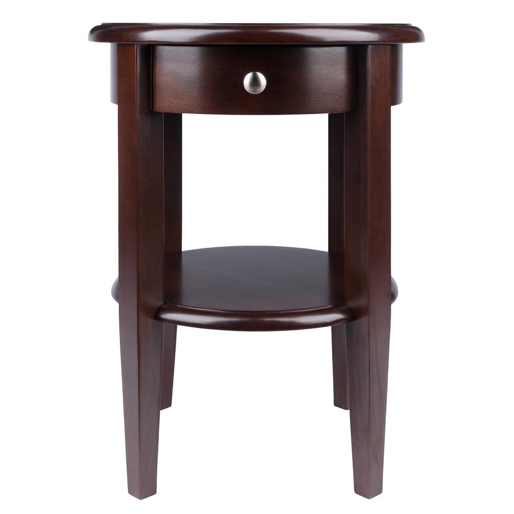 Concord Round End Table with Drawer and Shelf. Picture 3