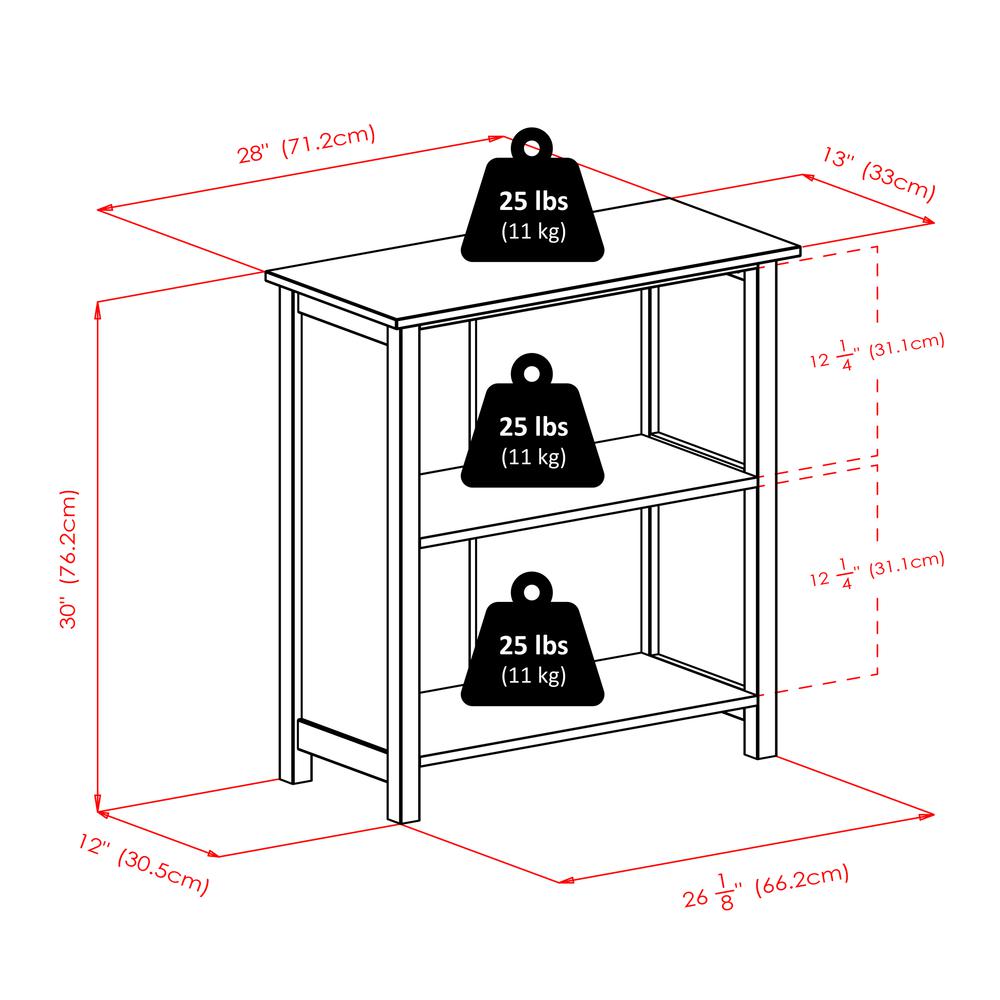 Milan Storage Shelf or Bookcase, 3-Tier, Medium. Picture 8