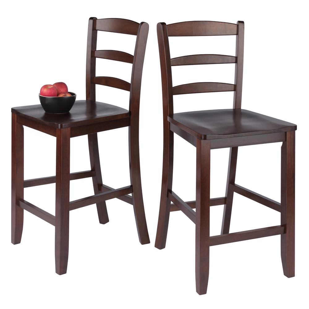 Benjamin 2-PC Ladder Back 24" Counter Stool Set Antique Walnut. Picture 6