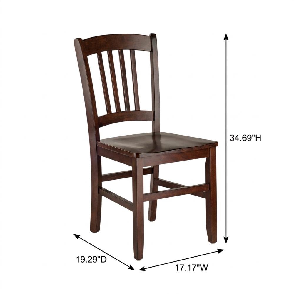 Solid Wood Stacking Dining Chair with Slat Back for Dining Room, Walnut, Set of 2. Picture 7