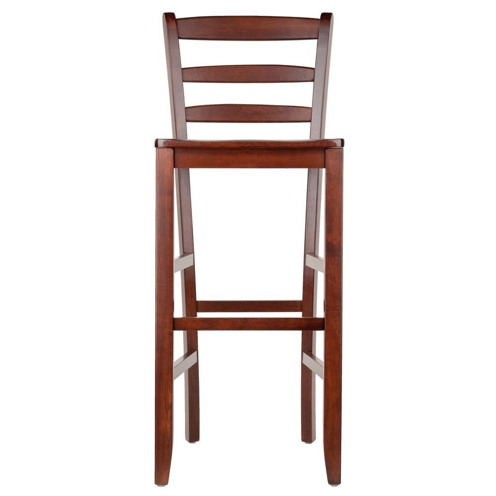 Benjamin 2-PC Ladder Back 30" Bar Stool Set Antique Walnut. Picture 2