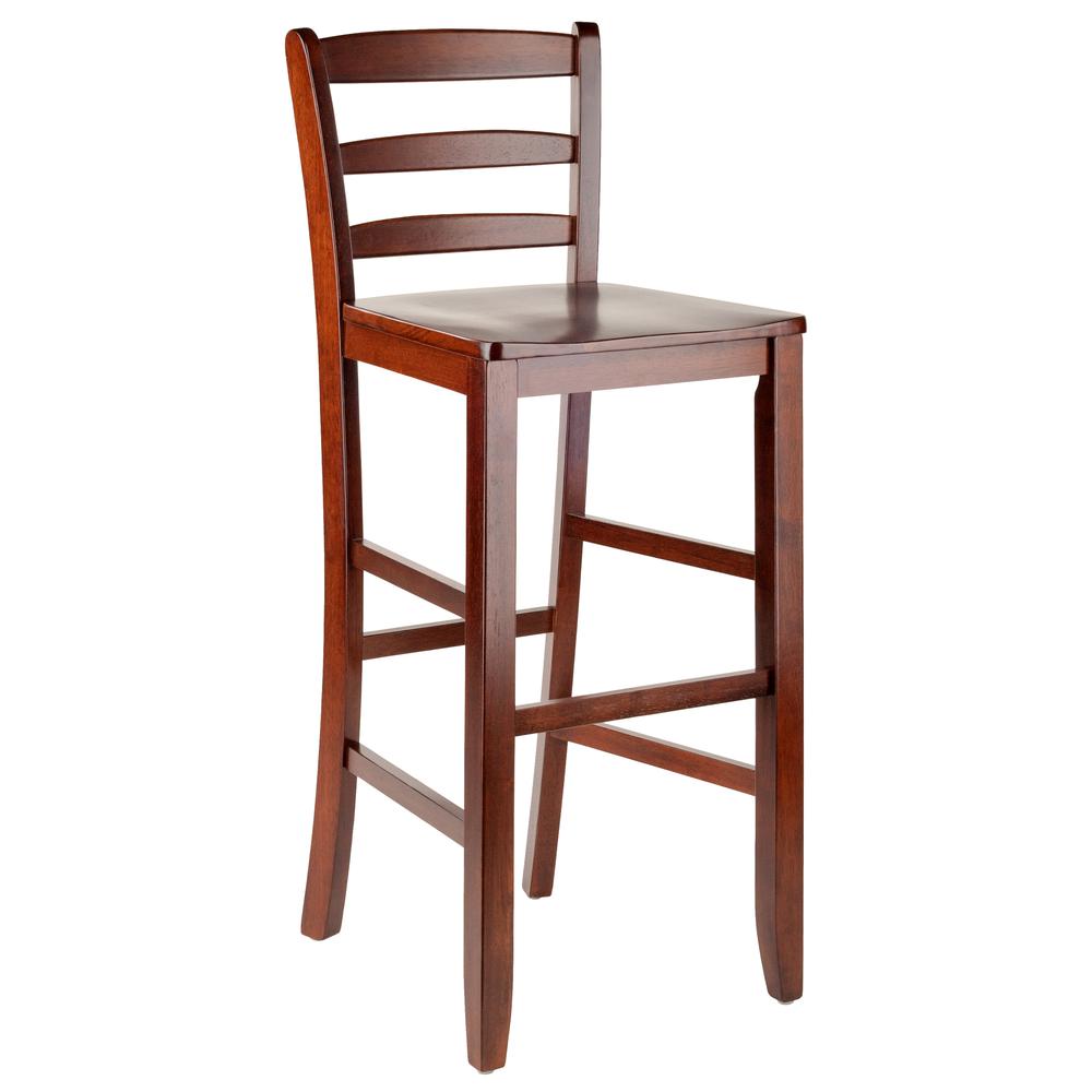 Benjamin 2-PC Ladder Back 30" Bar Stool Set Antique Walnut. Picture 5