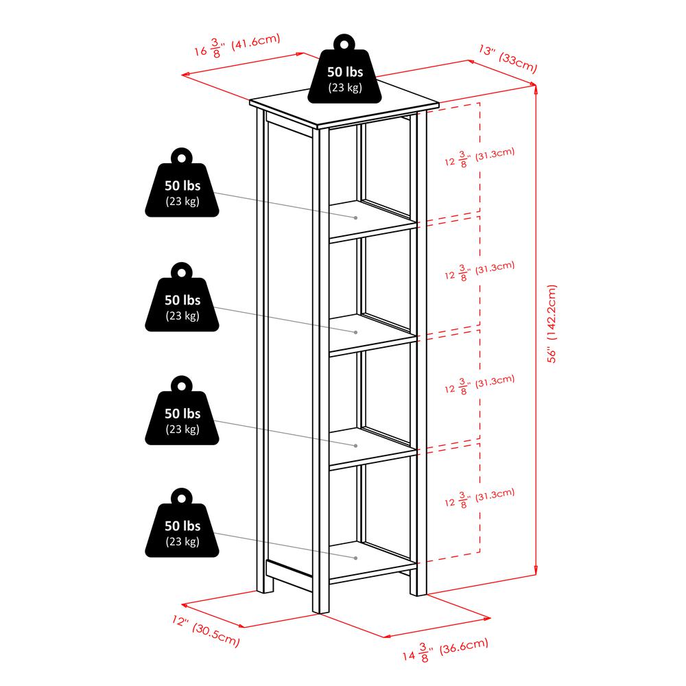 Verona 4-Section N Storage Shelf with 4 Foldable Black Color Fabric Baskets. Picture 3