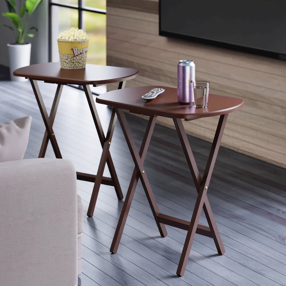 Corbett 2-Pc Oversized Snack Tables, Walnut. Picture 7