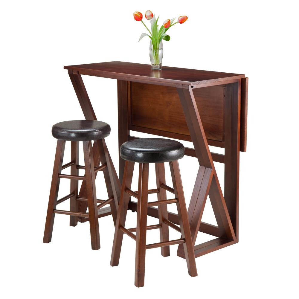 Harrington 3-Pc Drop Leaf High Table, 2-24" Cushion Round Seat Stools. Picture 2