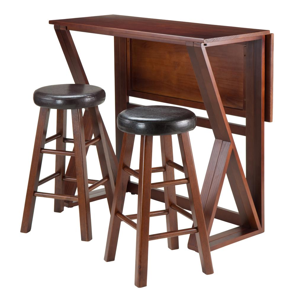 Harrington 3-Pc Drop Leaf High Table, 2-24" Cushion Round Seat Stools. Picture 1