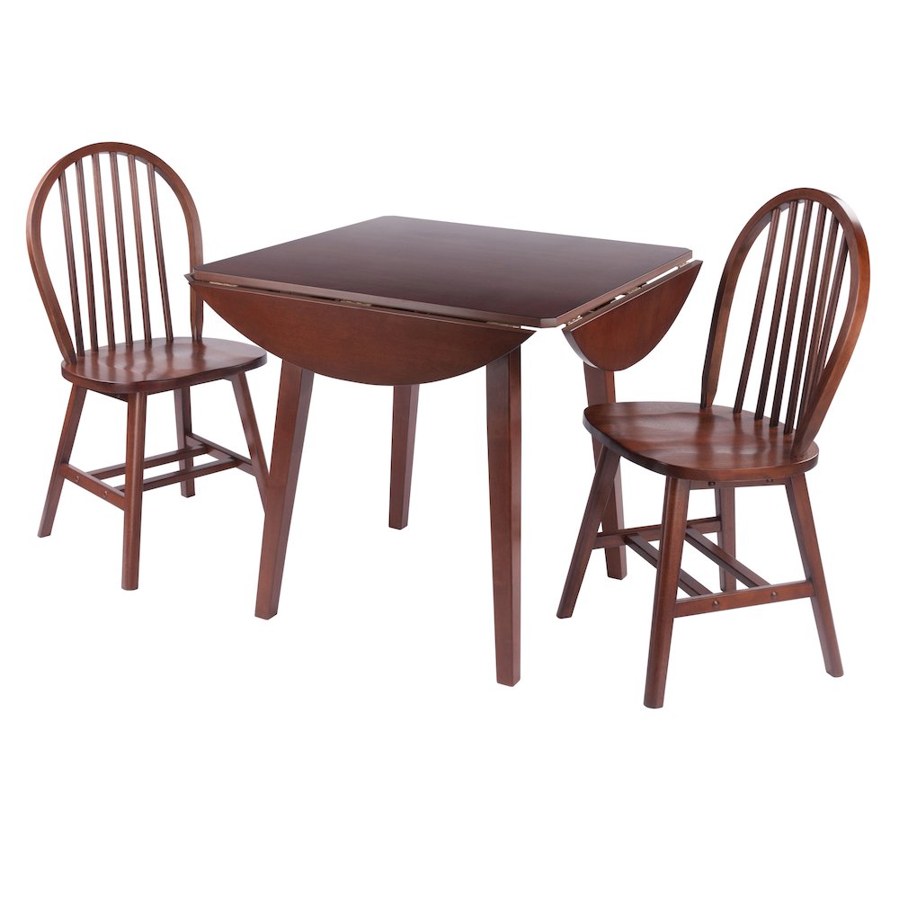 Dawson 3-Pc Drop Leaf Table with Windsor Chairs, Walnut. Picture 2