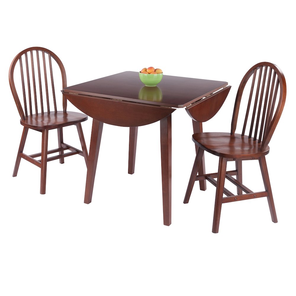 Dawson 3-Pc Drop Leaf Table with Windsor Chairs, Walnut. Picture 3
