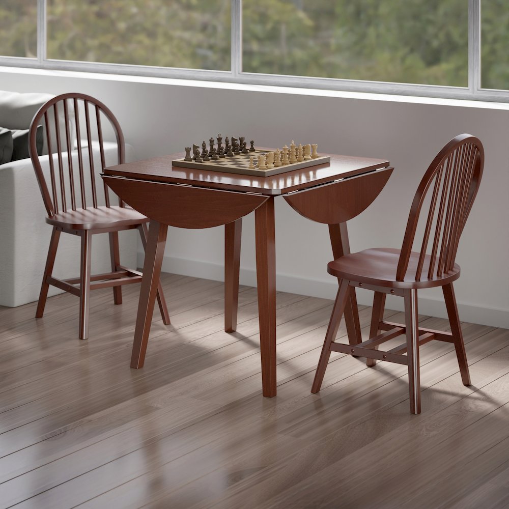 Dawson 3-Pc Drop Leaf Table with Windsor Chairs, Walnut. Picture 7