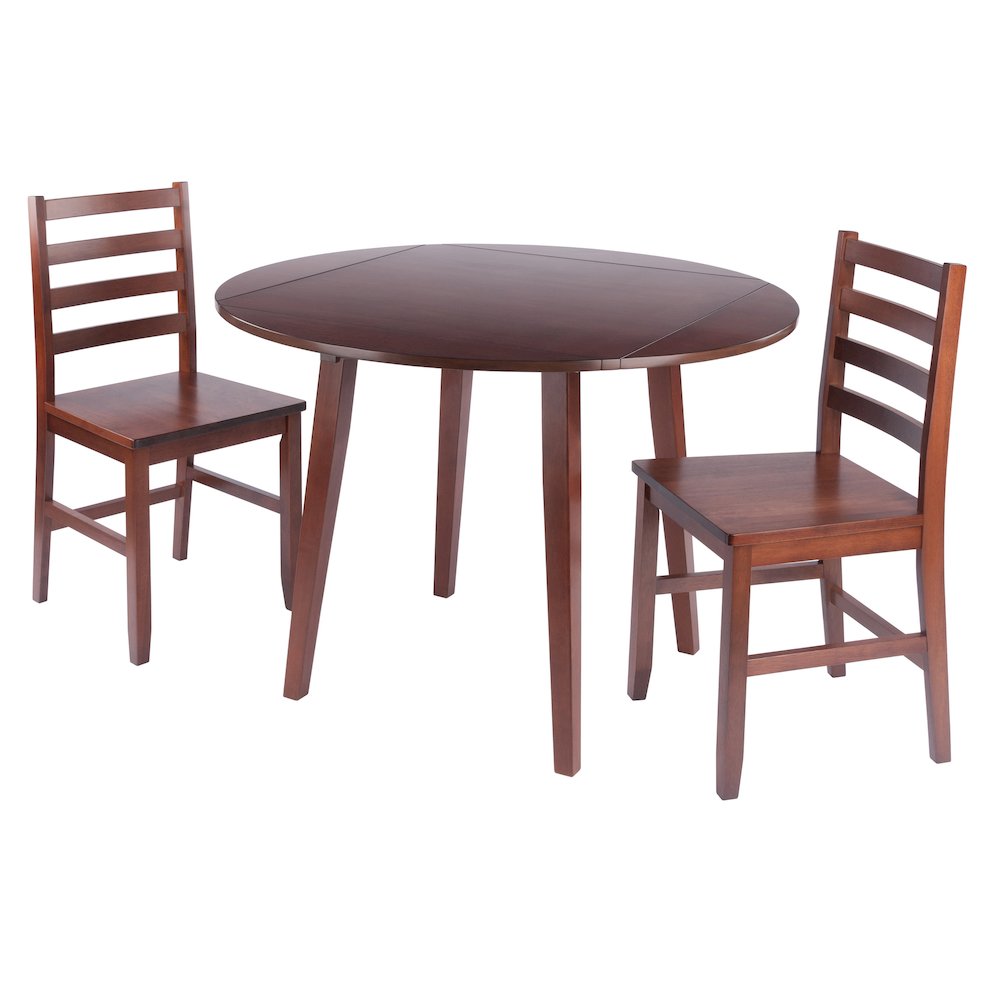 Dawson 3-Pc Drop Leaf Table with Ladder-back Chairs, Walnut. Picture 1