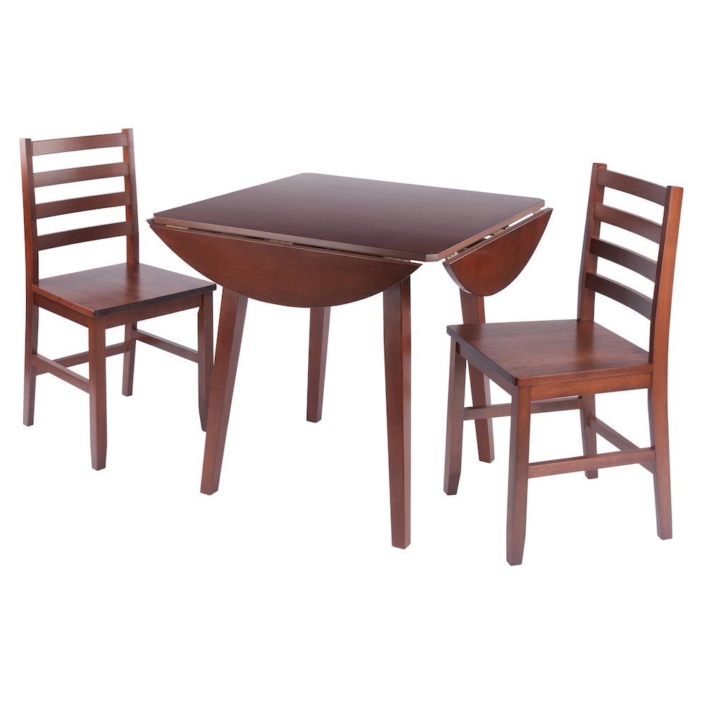 Dawson 3-Pc Drop Leaf Table with Ladder-back Chairs, Walnut. Picture 2