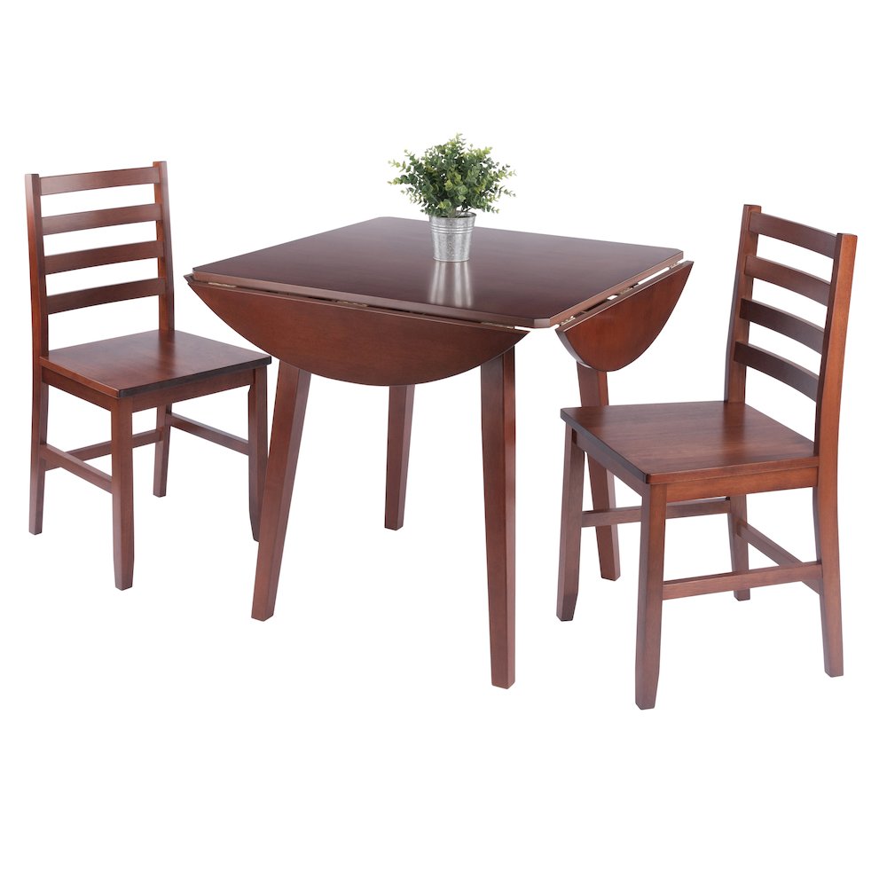 Dawson 3-Pc Drop Leaf Table with Ladder-back Chairs, Walnut. Picture 3